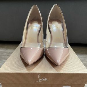 CHRISTIAN LOUBOUTIN SZ 38.5 nude cutout heels. Never worn!